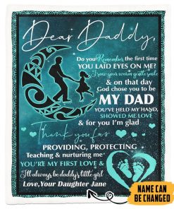 Gearhumans [Best Gift For Father's Day] 3D Dear Daddy Form Daughter Happy Fathers Day Custom Name Blanket GS140435 Blanket Blanket M(51''x59'') 