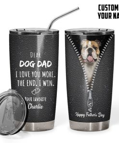 Gearhumans [Best Gift For Father's Day] 3D Dear Dog Dad Fathers Day Gift Custom Name Tumbler Bulldog GS120428 Tumbler 