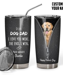 Gearhumans [Best Gift For Father's Day] 3D Dear Dog Dad Fathers Day Gift Custom Name Tumbler Golden Retriever Dog GS2004218 Tumbler 