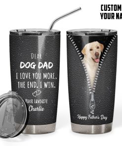 Gearhumans [Best Gift For Father's Day] 3D Dear Dog Dad Fathers Day Gift Custom Name Tumbler Labrador Retriever Dog GS2004216 Tumbler 