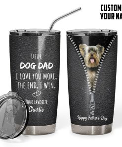Gearhumans [Best Gift For Father's Day] 3D Dear Dog Dad Fathers Day Gift Custom Name Tumbler Yorkshire Terrier Dog GS2004217 Tumbler 