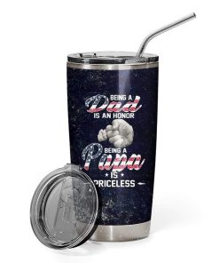 Gearhumans [Best Gift For Father's Day] Gearhuman 3D Being A Papa Is Priceless Custom Name Design Vacuum Insulated Tumbler GV27056 Tumbler 20oz