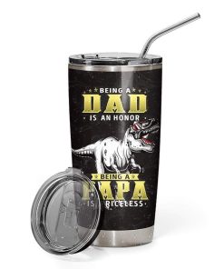 Gearhumans [Best Gift For Father's Day] Gearhuman 3D Being A Papa Is Priceless Custom Name Design Vacuum Insulated Tumbler GW21054 Tumbler 20oz