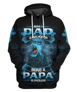 Gearhumans [Best Gift For Father's Day] Gearhuman 3D Being A Papa Is Priceless Lion Fathers Day Gift Custom Tshirt Hoodie Apparel GW220311 3D Apparel Hoodie S
