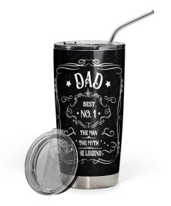 Gearhumans [Best Gift For Father's Day] Gearhuman 3D Dad The Man The Myth The Legend Jack Daniels Custom Name Design Vacuum Insulated Tumbler GS08065 Tumbler 20oz