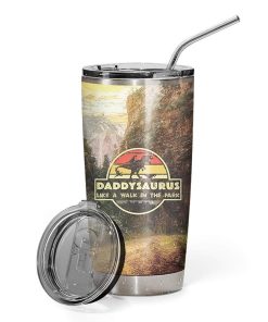 Gearhumans [Best Gift For Father's Day] Gearhuman 3D Daddysaurus Like A Walk In A Park Custom Name Design Vacuum Insulated Tumbler GW14055 Tumbler 20oz
