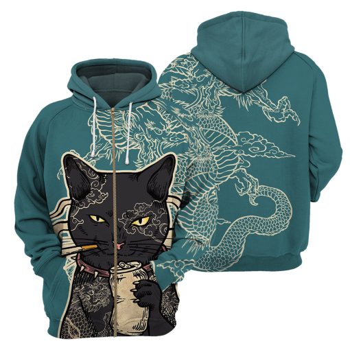Gearhumans Dragon Black Cat - 3D All Over Printed Shirt - Image 4