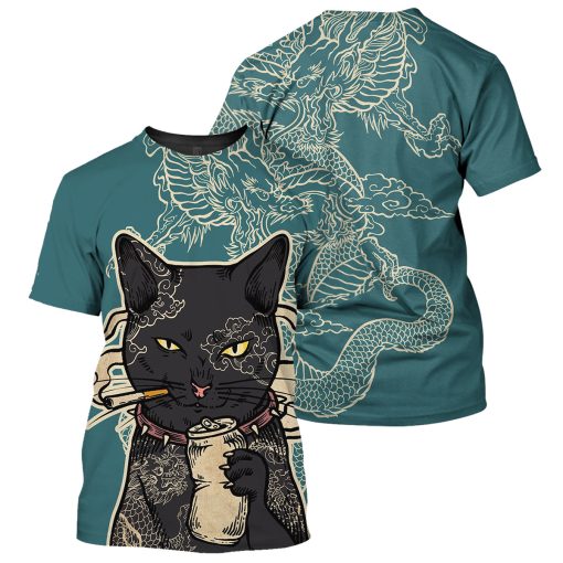 Gearhumans Dragon Black Cat - 3D All Over Printed Shirt - Image 3