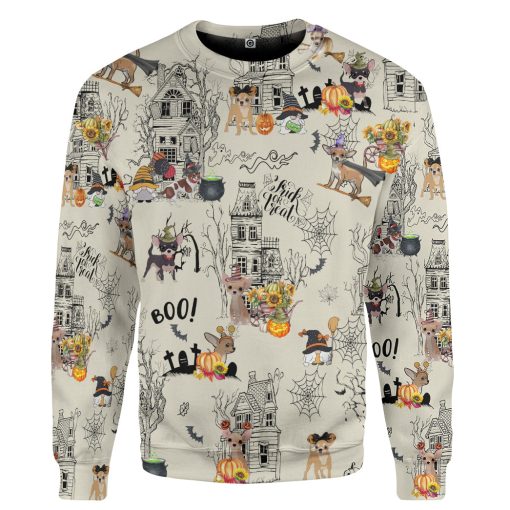Gearhumans 3D Halloween Town With Chihuahua Dog Custom Tshirt Hoodie Apparel - Image 2