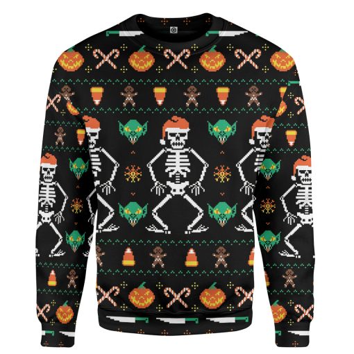 Gearhumans 3D Ugly Halloween Dancing Sketon Custom Hoodie Tshirt Apparel