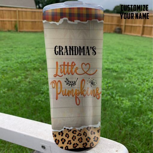 Gearhumans 3D Grandparents Day Grandmas Little Pumpkins Custom Name Design Vacuum Insulated Tumbler - Image 10
