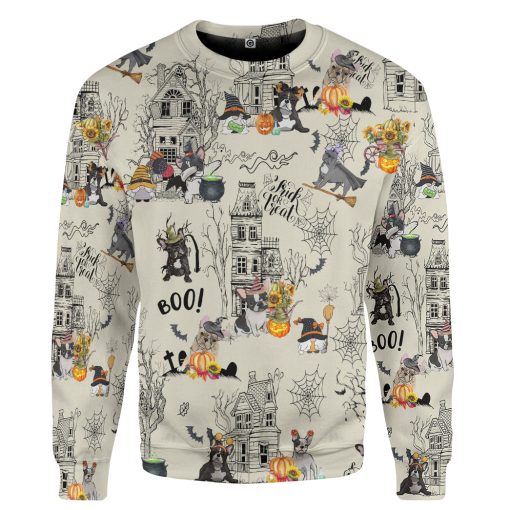 Gearhumans 3D Halloween Town With French Bulldog Custom Tshirt Hoodie Apparel