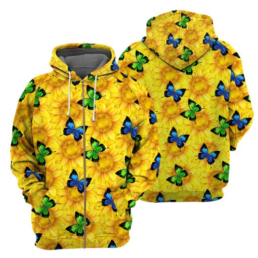Gearhumans Sunflower Butterflies - 3D All Over Printed Shirt - Image 4