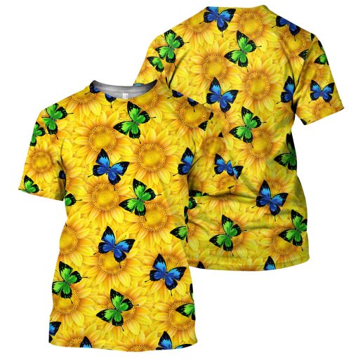 Gearhumans Sunflower Butterflies - 3D All Over Printed Shirt - Image 3