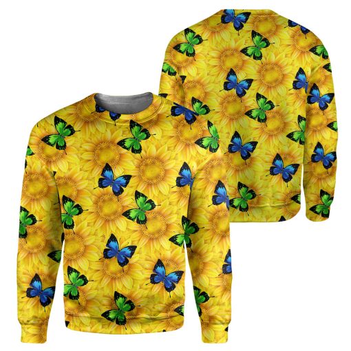 Gearhumans Sunflower Butterflies - 3D All Over Printed Shirt - Image 2