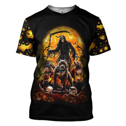 Gearhumans 3D The Dead And Pitbull Halloween Custom Hoodie Tshirt Apparel