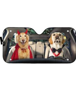 Gearhumans 3D Halloween Labrador Retriever Dogs Vampire Custom Car Auto Sunshade