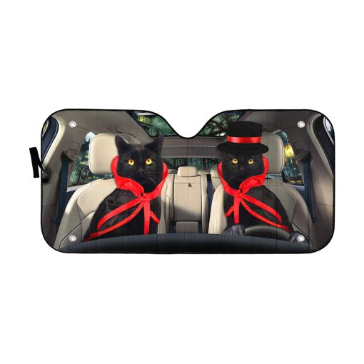 Gearhumans 3D Halloween Black Cats Vampire Custom Car Auto Sunshade