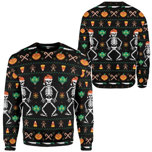 Gearhumans 3D Ugly Halloween Dancing Sketon Custom Hoodie Tshirt Apparel