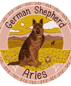 Gearhumans 3D German Shepherd Dog Aries Zodiac Sign Custom Round Rug