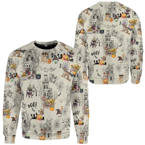 Gearhumans 3D Halloween Town With Chihuahua Dog Custom Tshirt Hoodie Apparel - Image 6