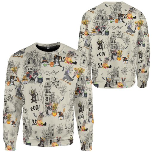 Gearhumans 3D Halloween Town With French Bulldog Custom Tshirt Hoodie Apparel