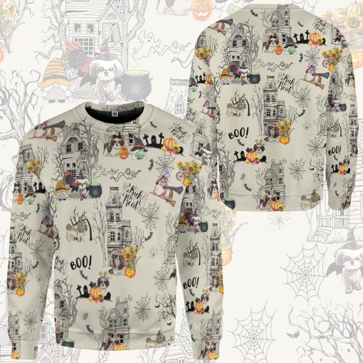 Gearhumans 3D Halloween Town With Shih Tzu Dog Custom Tshirt Hoodie Apparel - Image 11