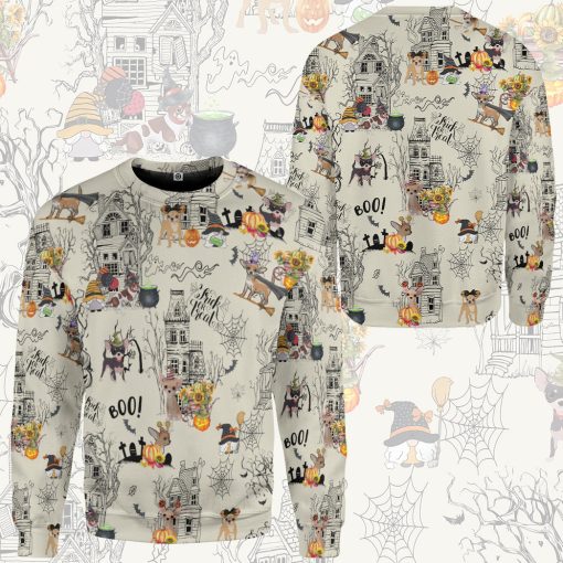 Gearhumans 3D Halloween Town With Chihuahua Dog Custom Tshirt Hoodie Apparel - Image 12