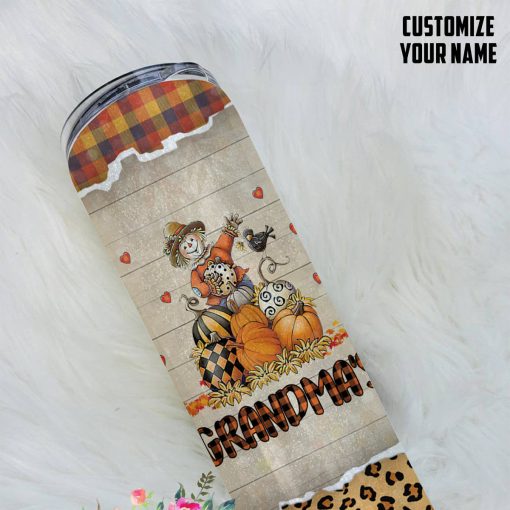 Gearhumans 3D Grandparents Day Grandmas Little Pumpkins Custom Name Design Vacuum Insulated Tumbler - Image 12
