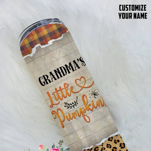Gearhumans 3D Grandparents Day Grandmas Little Pumpkins Custom Name Design Vacuum Insulated Tumbler - Image 12