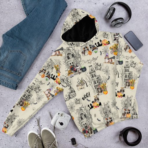 Gearhumans 3D Halloween Town With Shih Tzu Dog Custom Tshirt Hoodie Apparel - Image 13