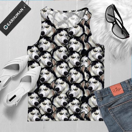 Gearhumans 3D Funny Husky Custom Tanktop - Image 4