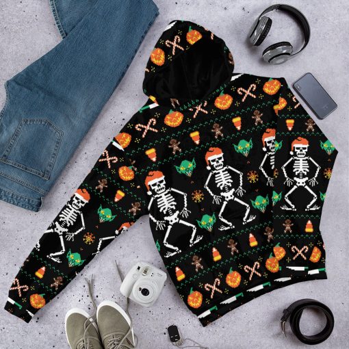 Gearhumans 3D Ugly Halloween Dancing Sketon Custom Hoodie Tshirt Apparel