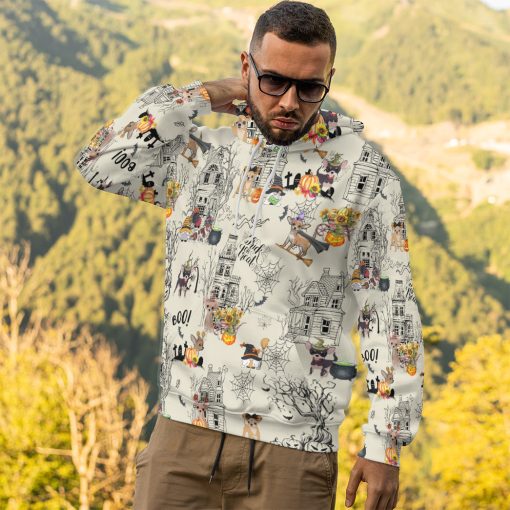 Gearhumans 3D Halloween Town With Chihuahua Dog Custom Tshirt Hoodie Apparel - Image 13