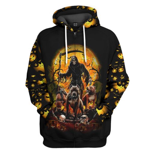 Gearhumans 3D The Dead And Pitbull Halloween Custom Hoodie Tshirt Apparel
