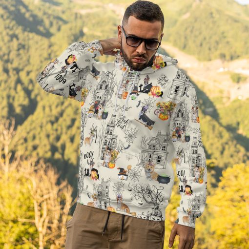 Gearhumans 3D Halloween Town With Corgi Dog Custom Tshirt Hoodie Apparel - Image 14