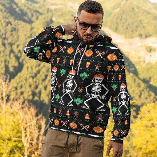 Gearhumans 3D Ugly Halloween Dancing Sketon Custom Hoodie Tshirt Apparel