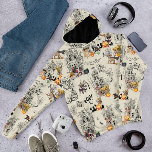 Gearhumans 3D Halloween Town With Chihuahua Dog Custom Tshirt Hoodie Apparel - Image 14