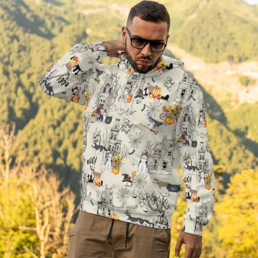 Gearhumans 3D Halloween Town With Husky Dog Custom Tshirt Hoodie Apparel - Image 14