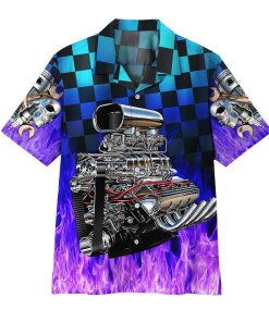 Gearhuman 3D Purple Fire Hot Rod Hawaii Shirt