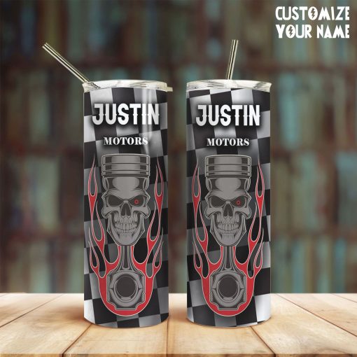 Gearhuman 3D Skull Piston Biker Custom Name Tumbler - Image 6