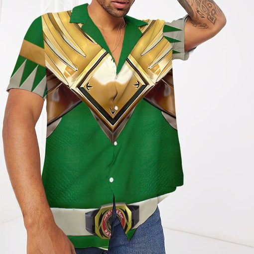 Gearhuman 3D Mighty Morphin Power Rangers Green Ranger Hawaii Shirt - Image 3