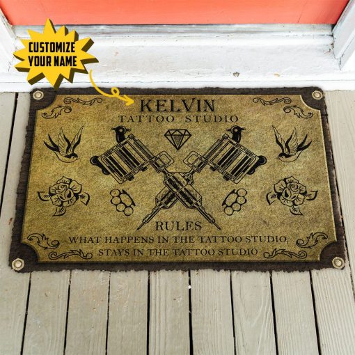 Gearhuman 3D Tattoo Studio Rules Custom Name Doormat - Image 2
