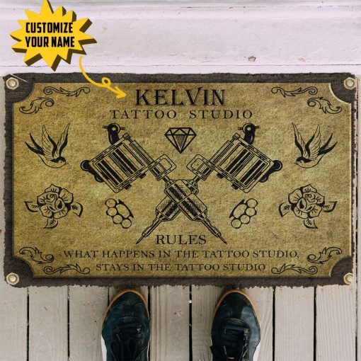Gearhuman 3D Tattoo Studio Rules Custom Name Doormat - Image 3