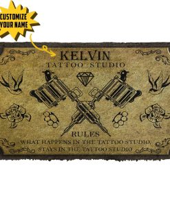 Gearhuman 3D Tattoo Studio Rules Custom Name Doormat
