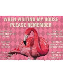 Gearhuman 3D Please Remember Pink Flamingo's House Rules Doormat