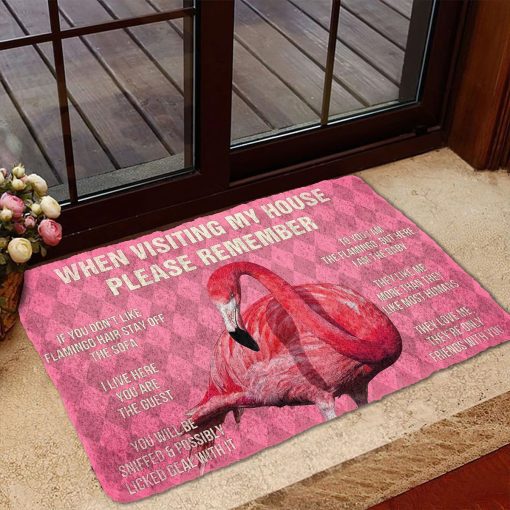 Gearhuman 3D Please Remember Pink Flamingo's House Rules Doormat