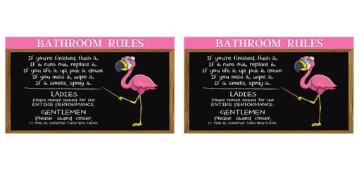Gearhuman 3D Remember Flamingo Bathroom Rules Door Plate Sign