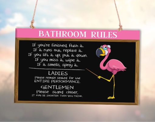 Gearhuman 3D Remember Flamingo Bathroom Rules Door Plate Sign - Image 3