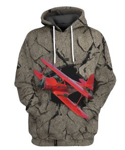 Gearhuman 3D Red Aircraft Flying Through Tshirt Hoodie Apparel